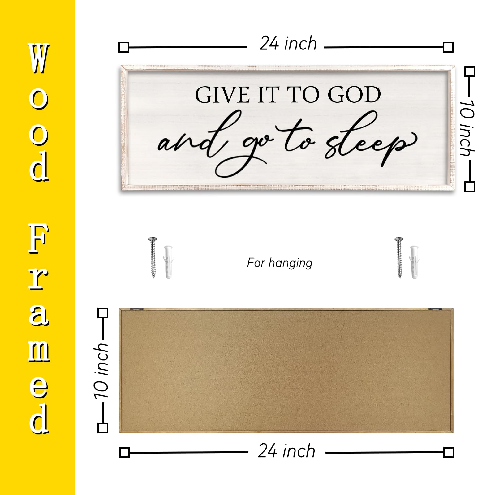 Give it to God and Go to Sleep Sign Wall Decor Wood Frame 24