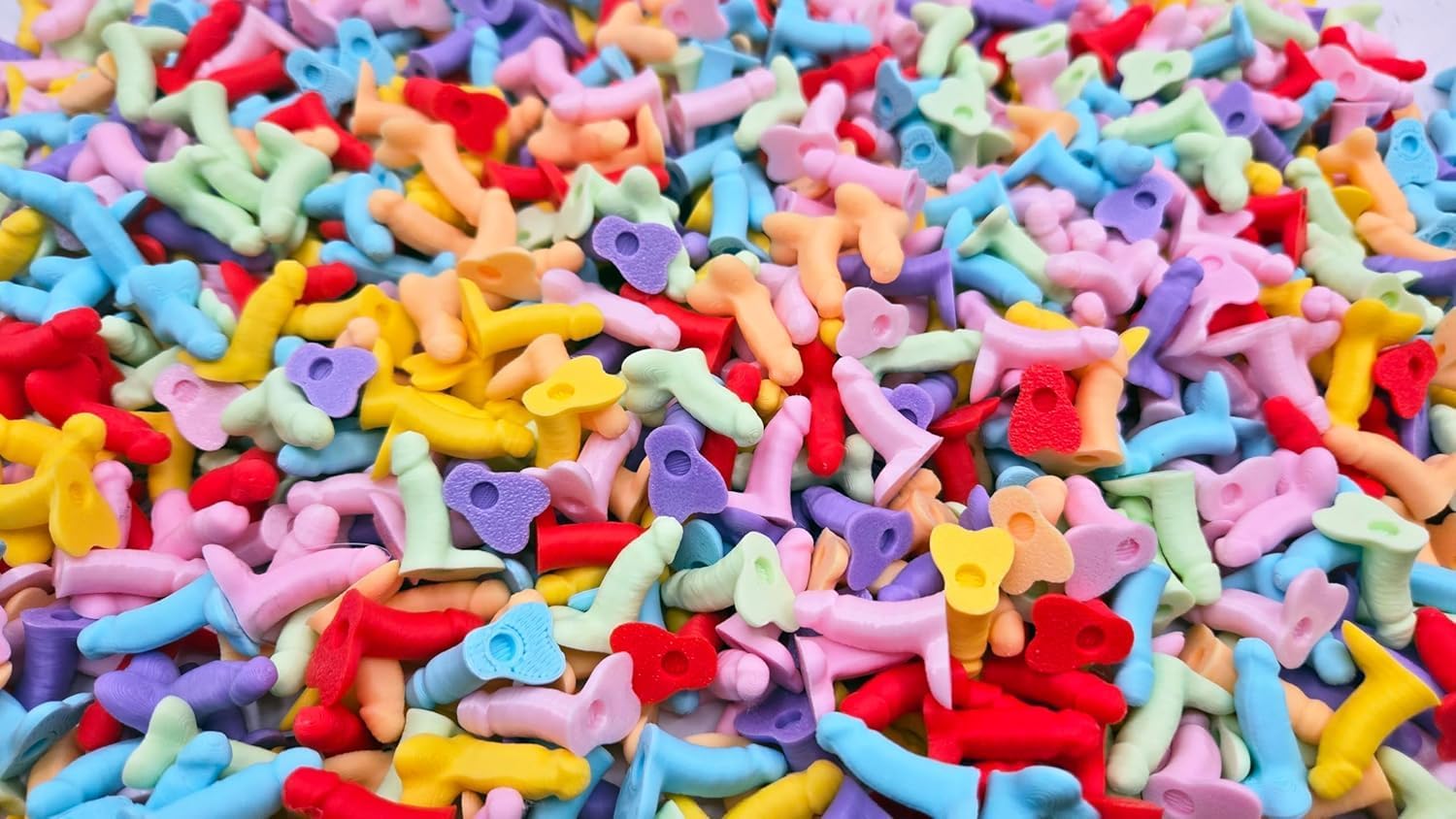 Bag of Dicks - Rainbow Mixed Penis Collection, Novelty Joke Items, Tiny Penis Party Favors, Bachelorette (Medium (approximately 120 pieces))