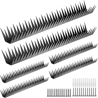 QWORK Anti Climb Fence Spikes Metal, 6 Pcs Total 94.4" Outdoor Security Wall Spikes for Fences, Gates, Walls, and Rooftops, Intruder Deterrent System