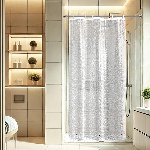 AooHome Cortina de ducha de 36 x 72 pulgadas, cortina de ducha EVA 3D con imanes inferiores, impermeable, resistente, semitransparente