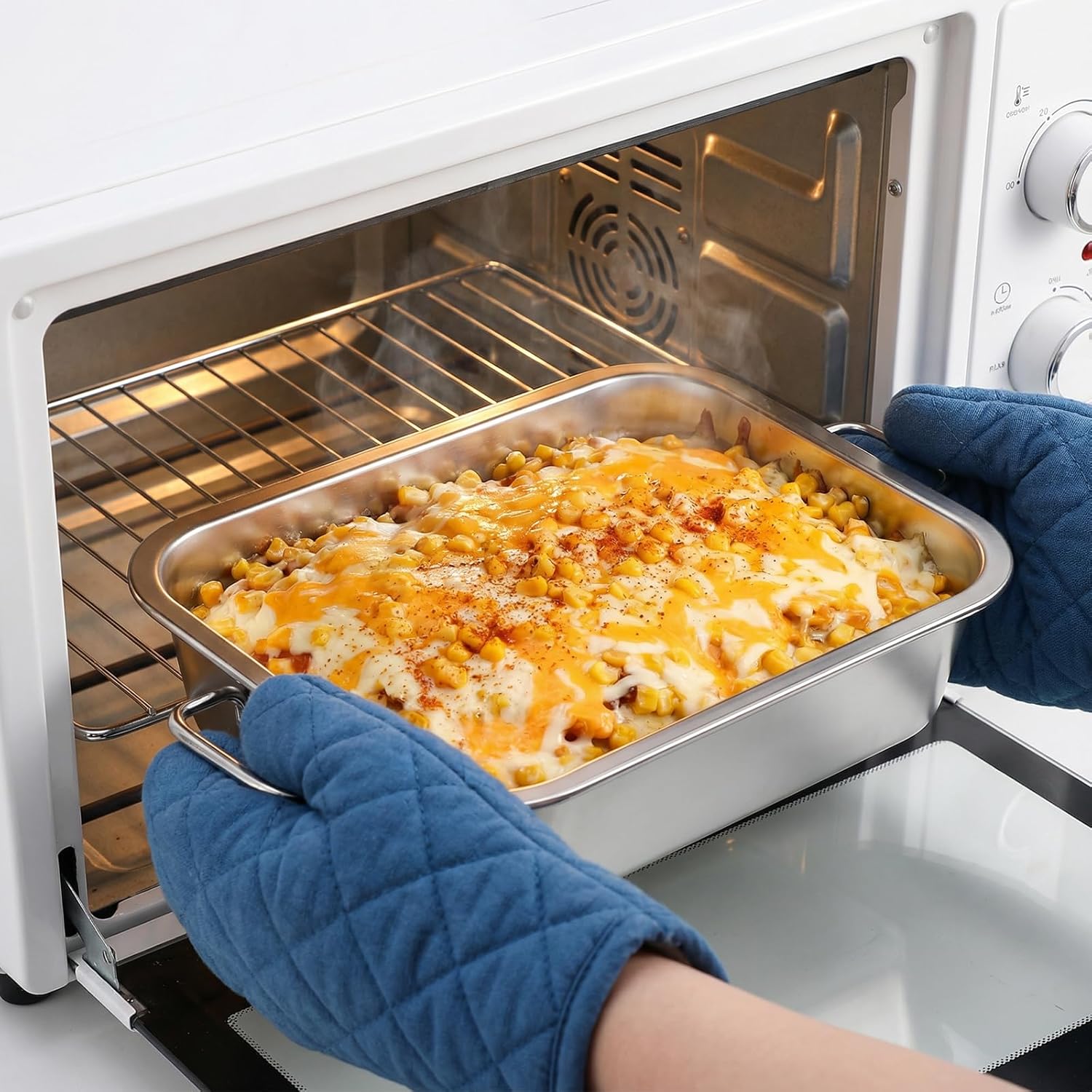 4 Inch Extra Deep Lasagna Pan with Lid and Handles, 15.7x11.8 Inch Stainless Steel Large Baking Dish Tray, Nonstick Lasagna Baking Thick Metal Roasting Pan for Casserole Brownie Turkey