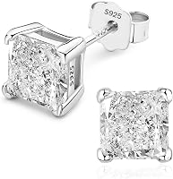 ALQDLI 925 Sterling Silver 2.5CT Lab Diamond CZ Stud Earrings - Hypoallergenic White Gold Plated, Sparkling Gift for Women