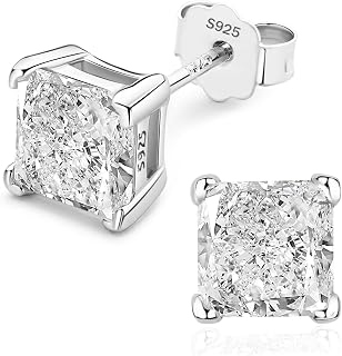 ALQDLI 925 Sterling Silver 2.5CT Lab Diamond CZ Stud Earrings - Hypoallergenic White Gold Plated, Sparkling Gift for Women