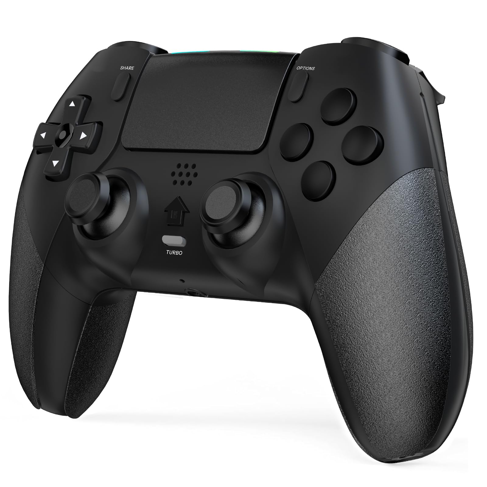 Shiptree Manette pour PS-4, Manette Sans Fil Controller Compatible avec P4/P4 Pro/Slim, Gamepad P4 avec Turbo/Gyroscope à 6 Axes/Boutons Programmables/Double Vibration/Pavé Tactile - Noir