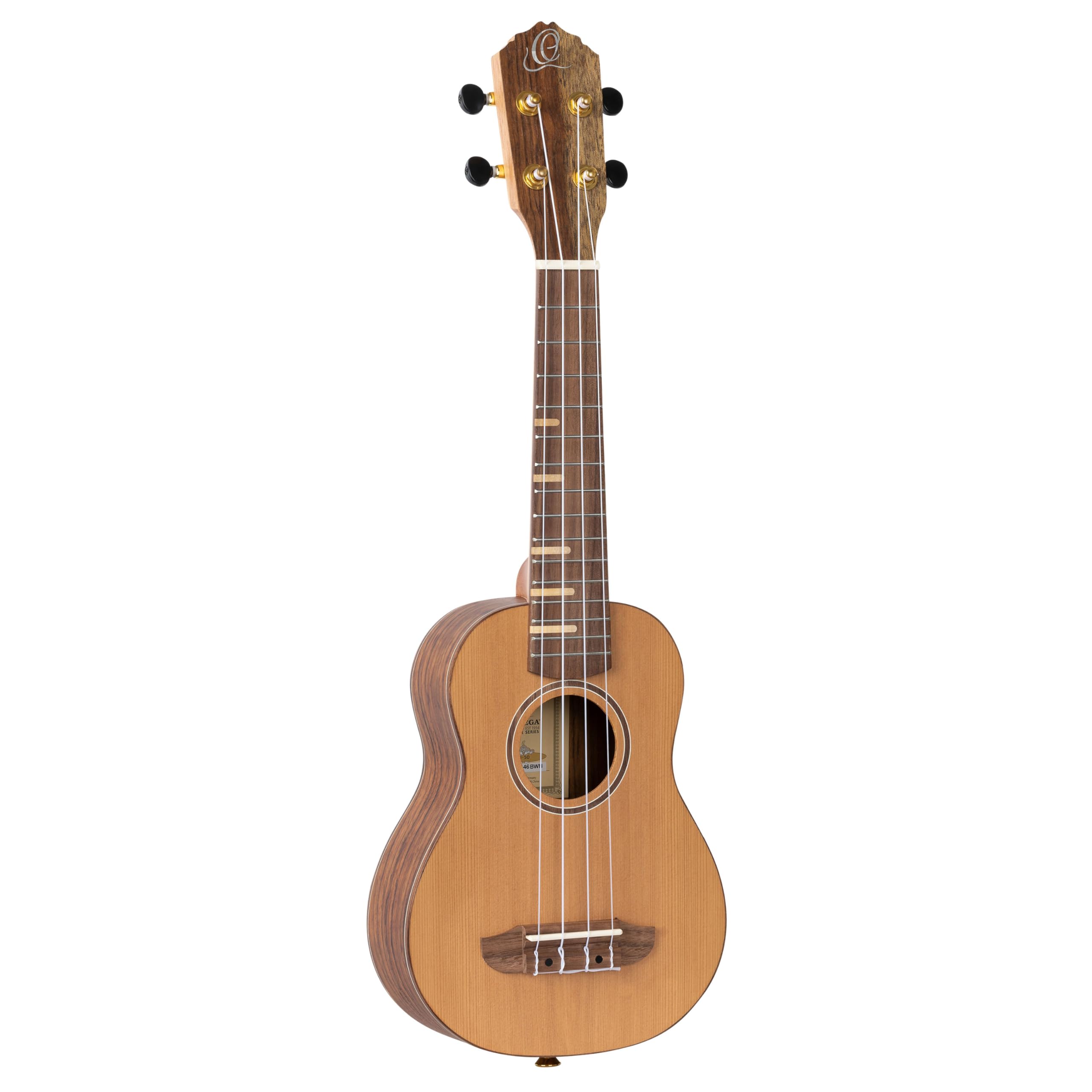 Ortega Guitars Akustyczne Ukulele Sopranowe – Seria Timber – W Zestawie Z Pokrowcem – Cedr/Orzech Włoski, Wykończenie Naturalne (RUTI-SO)