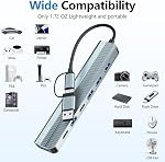 USB C Hub 7 en 1 Adaptateur multiports avec USB 3.0, USB 2.0, Port de données, charge - Compatible pour MacBook, Ordinateur portable, ordinateur, iMac, iPad