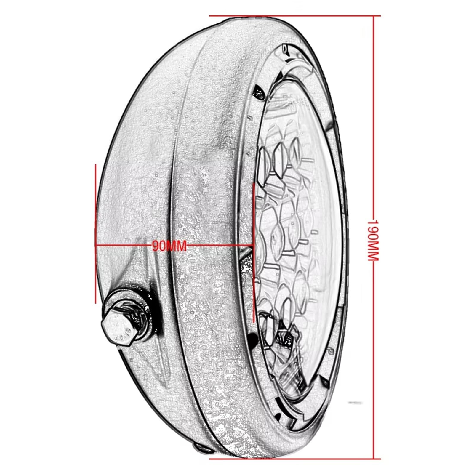 Genérico Faro Delantero LED Universal Motocicleta 7 Pulgadas Redondo Scooter Moto Luz Delantera(Light with Bracket)