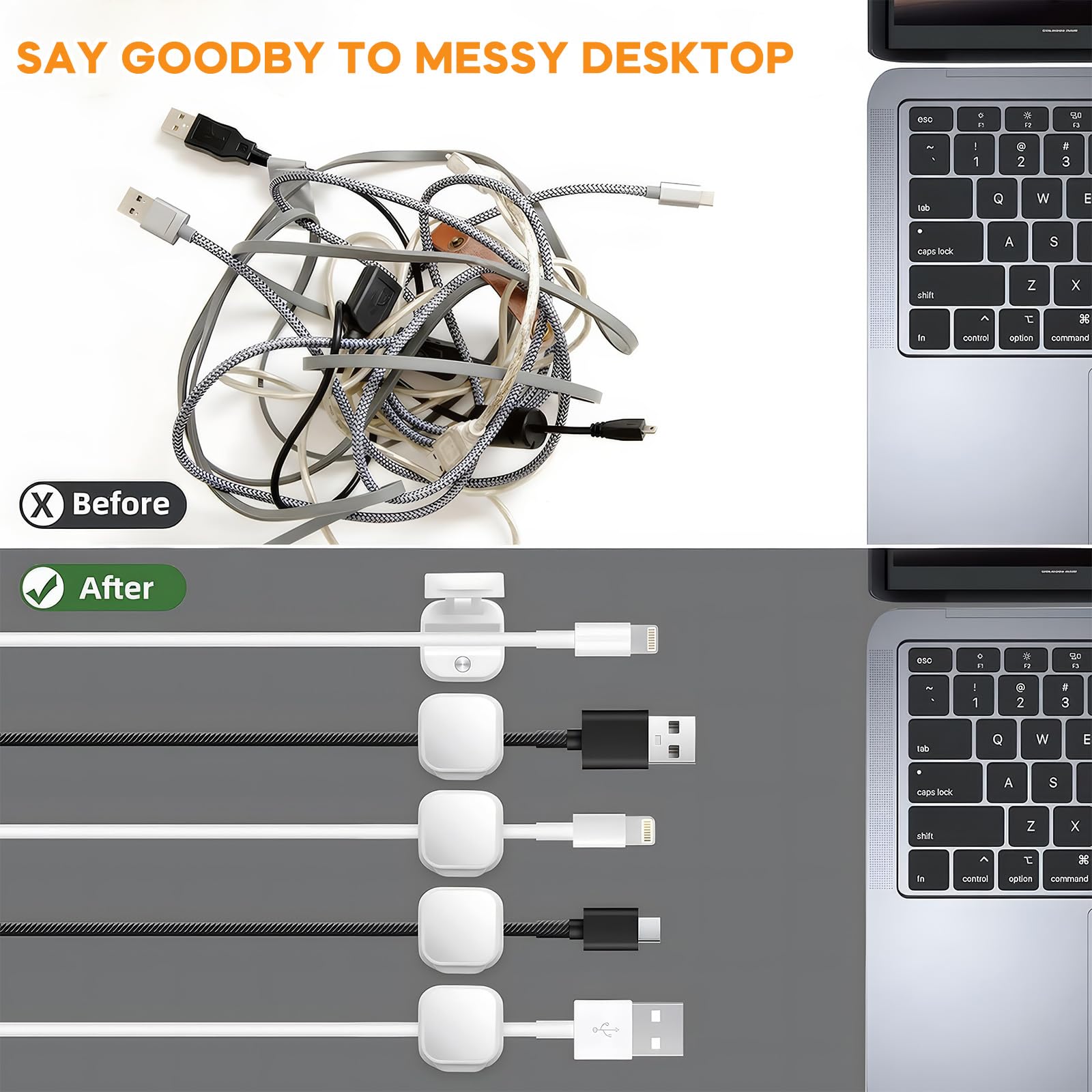 15 Pezzi Fermacavi Adesivo Bianco, Ferma Cavi, Magnetic Cable Holders,Ferma Cavi Scrivania,Reggi Cavo da Comodino,Clip Fermacavi,Ferma Cavo Adesivi,Reggi Filo Caricabatterie