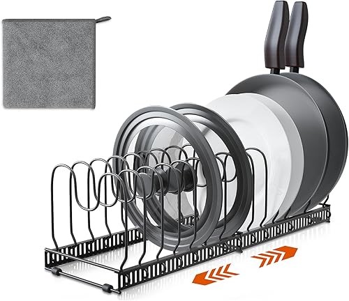 Isabel Lily Organizador de tapas de ollas, soporte expandible para tapa de olla, estante antideslizante para tapa de olla, elementos esenciales
