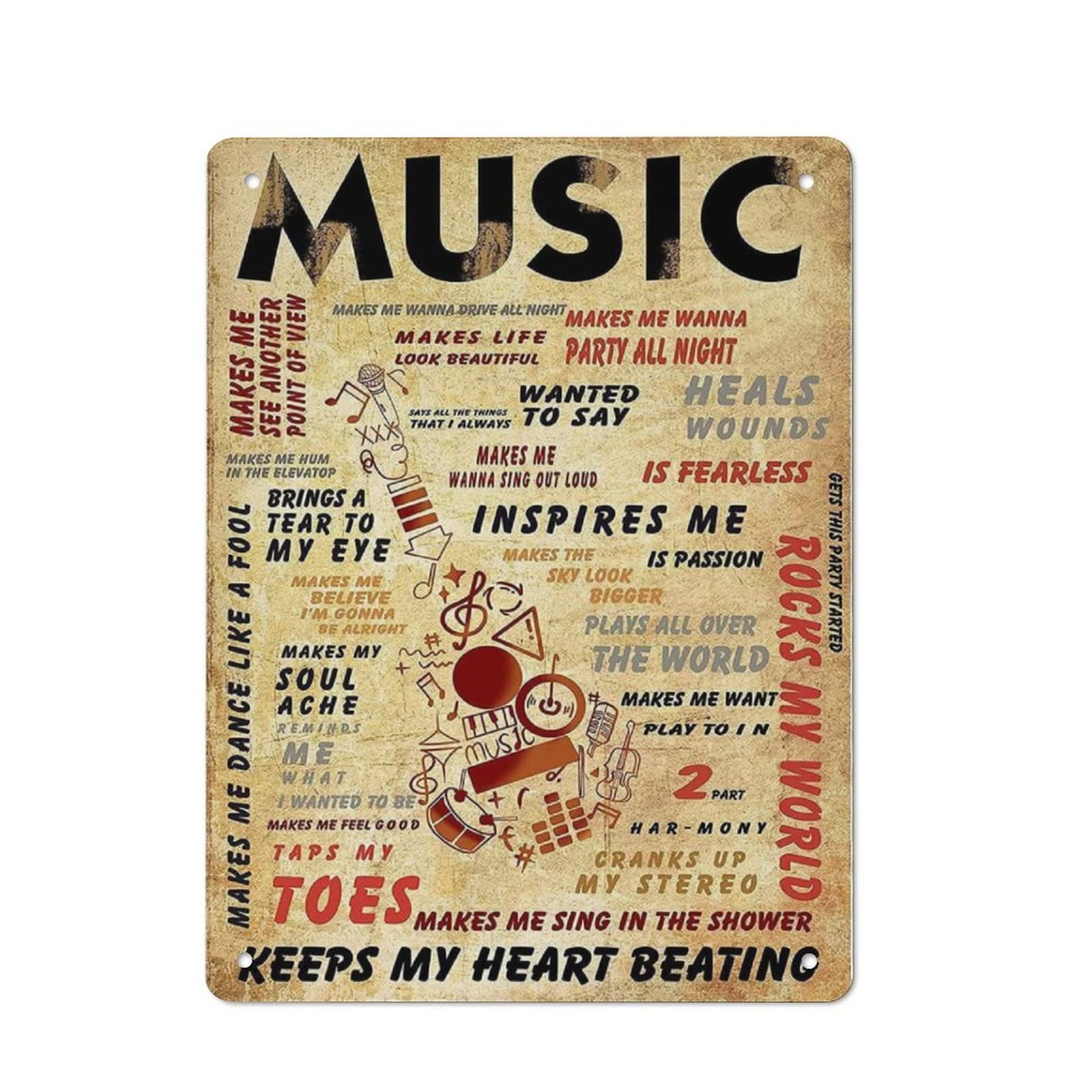 AOOEDM Music Metal Sign for Home Coffee Garage Wall Decor Vintage Poster Bar Signs for Home Bar Retro Metal Tin Sign
