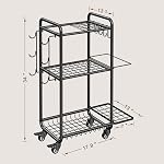 Home Fitness Storage Multifunctional Yoga Mat Shelf Sports Equipment Storage with Wheels & Hooks for Yoga Mats, Dumbbells, Foam Roller, Resistance Bands