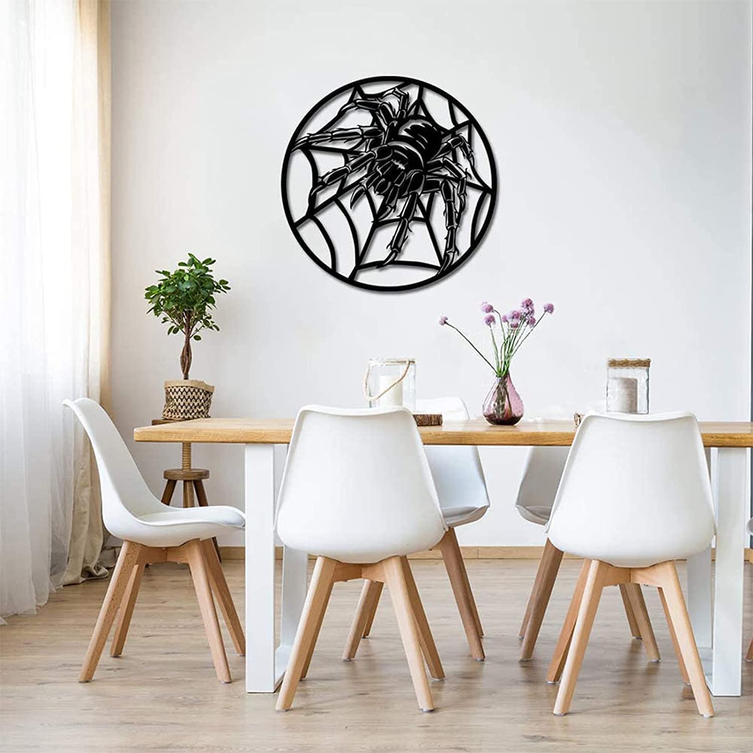 Wysokiej Jakości Sypialnia Animlas Metalowa ściana Sztuka Fajna Pająk Na Spiderweb 3D Rzeźba Ściana Halloween Metalowy Wall Decor Współczesne Halloween Home Office Dekoracje Sypialnia Salon Wystrój Rz