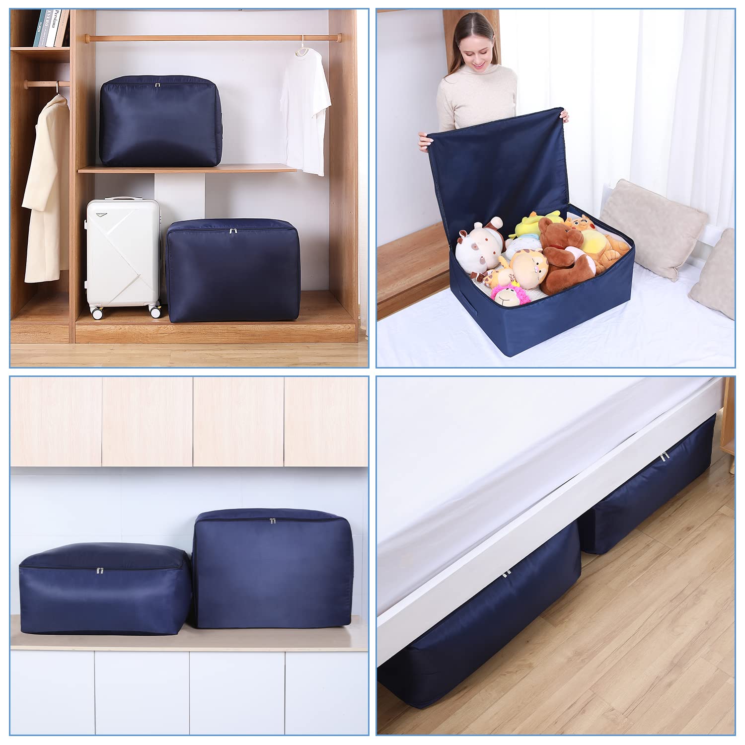 Lot De 4 Sacs De Rangement Extra Larges De 180 L Avec Fermeture éclair