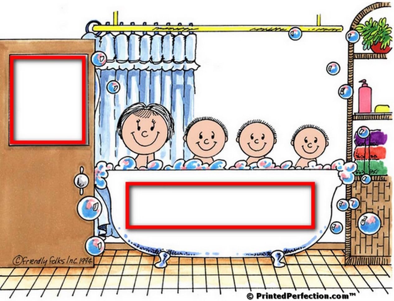 PrintedPerfection.com Personalized Tub Time - Three Children with Mom Round Christmas Ornament