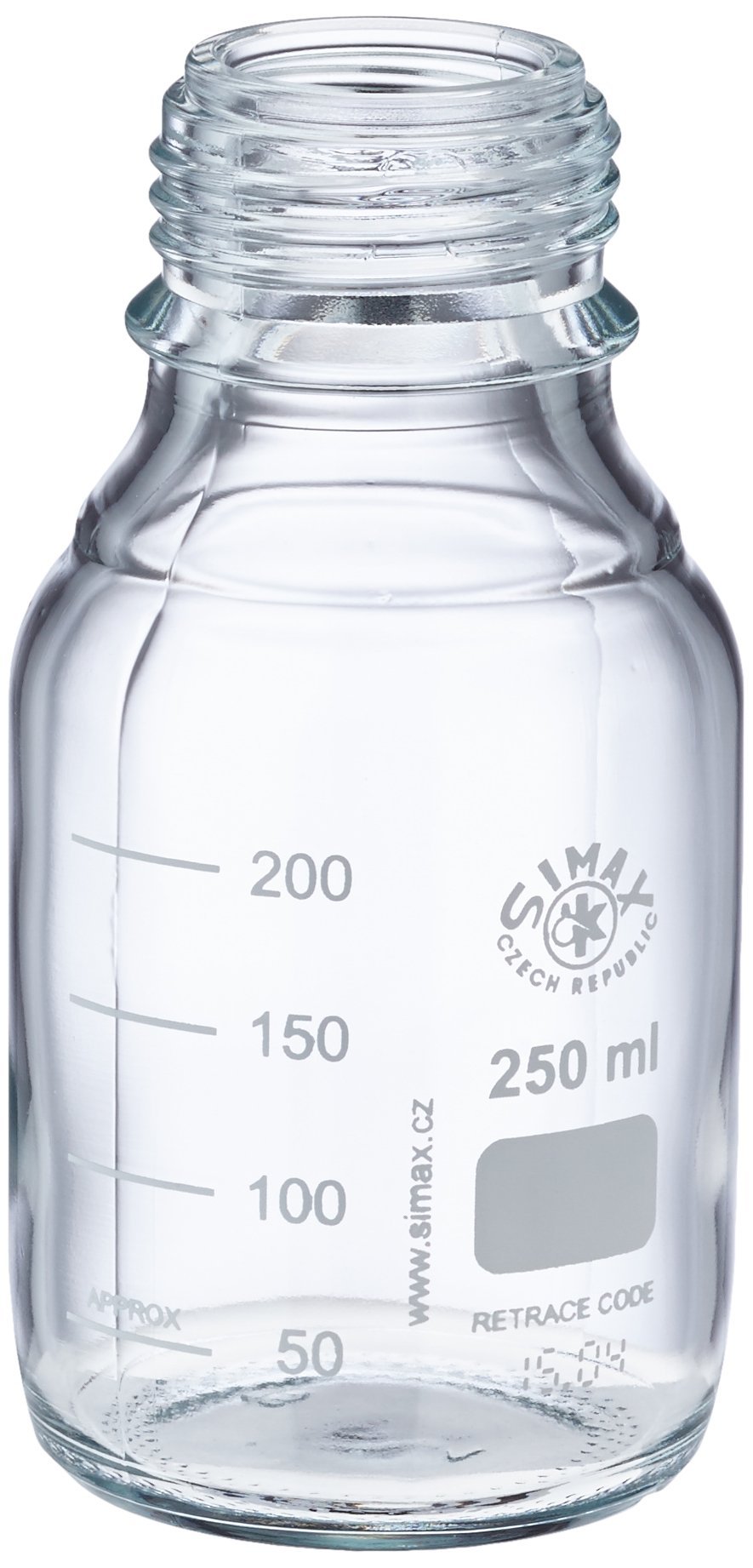 neoLab 2-3061 butelki laboratoryjne bez nasadki, ISO 4796 szkło boro 3,3 GL 45, 250 ml (opakowanie 10 szt.)