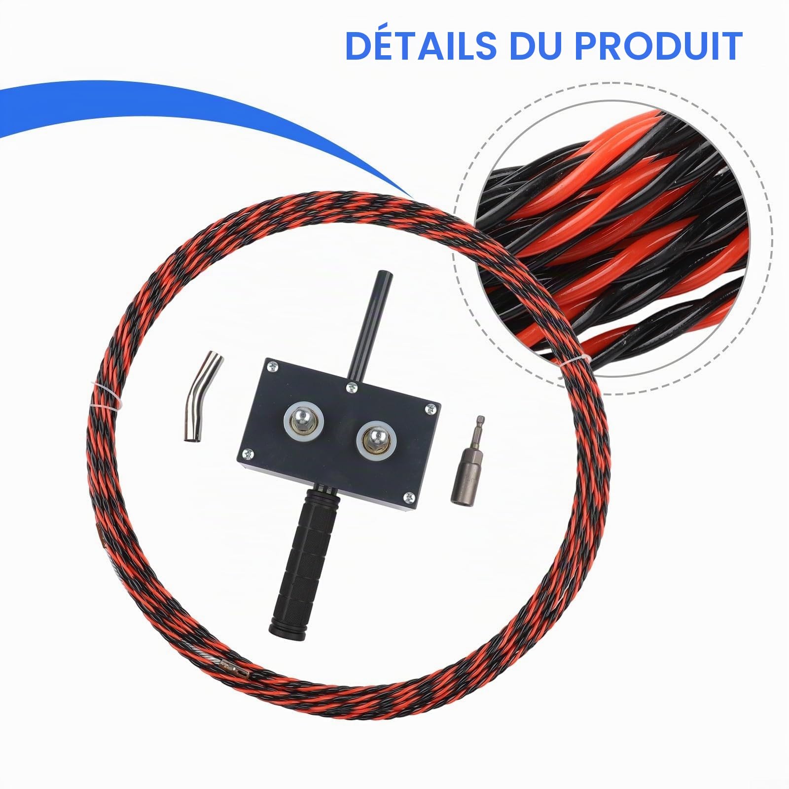 Machine à tirer les câbles électriques avec enfilage automatique pour électriciens et utilisateurs DIY, en alliage d'aluminium et compacte pour une utilisation en atelier (sans fil)