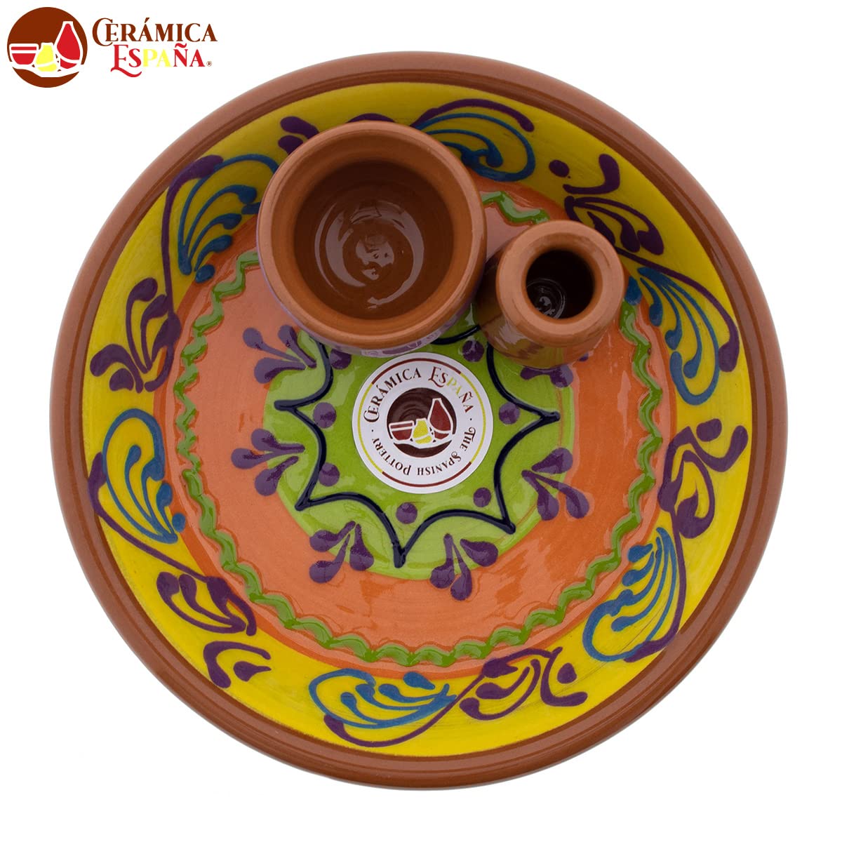 CERÁMICA ESPAÑA | Bols | Bol | Bowl | Bols à apéritif | Bols de cuisine | Olivier céramique décoré - Modèle M01 | 100% Décoré à la main | 16x16x5.5 cm