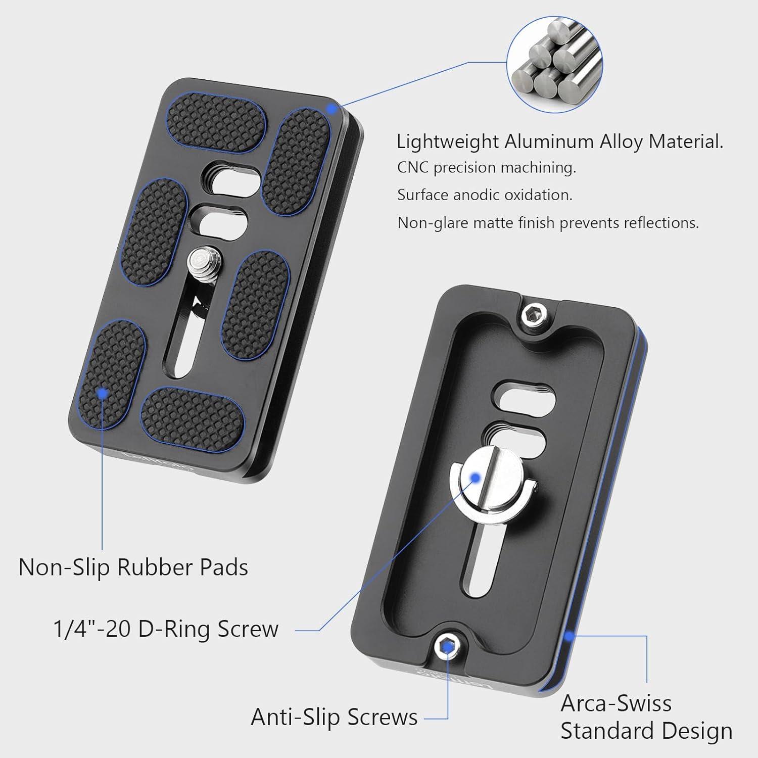 Leftfoto 70mm Camera Quick Release Plate Fits Arca Swiss Standard Clamp Universal Metal Small QR Tripod Camera Body Mount Plate for DSLR Camera Tripod Ballhead - Image 3