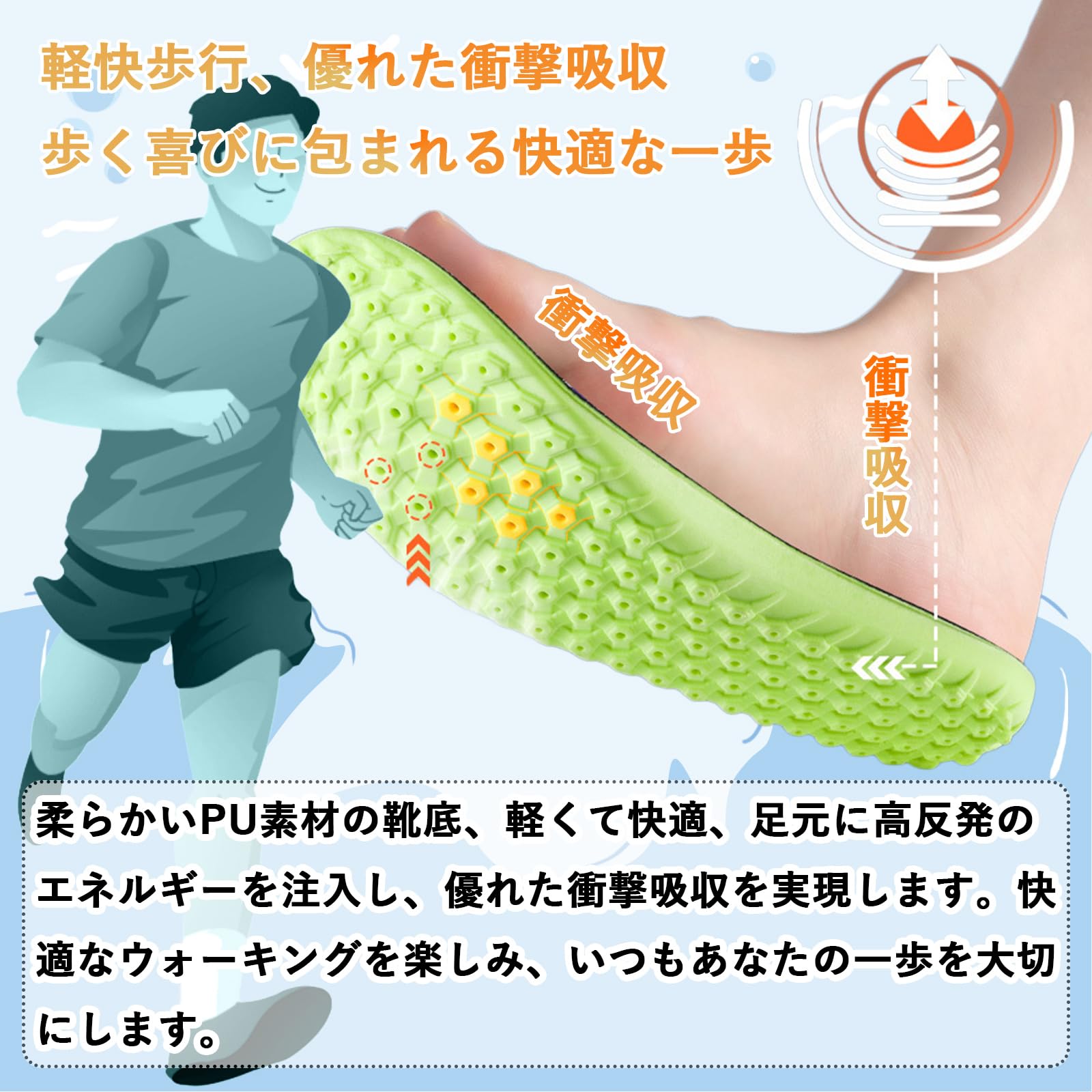 Amazon.co.jp: [Sunhel] インソール 中敷き 衝撃吸収 立ち仕事