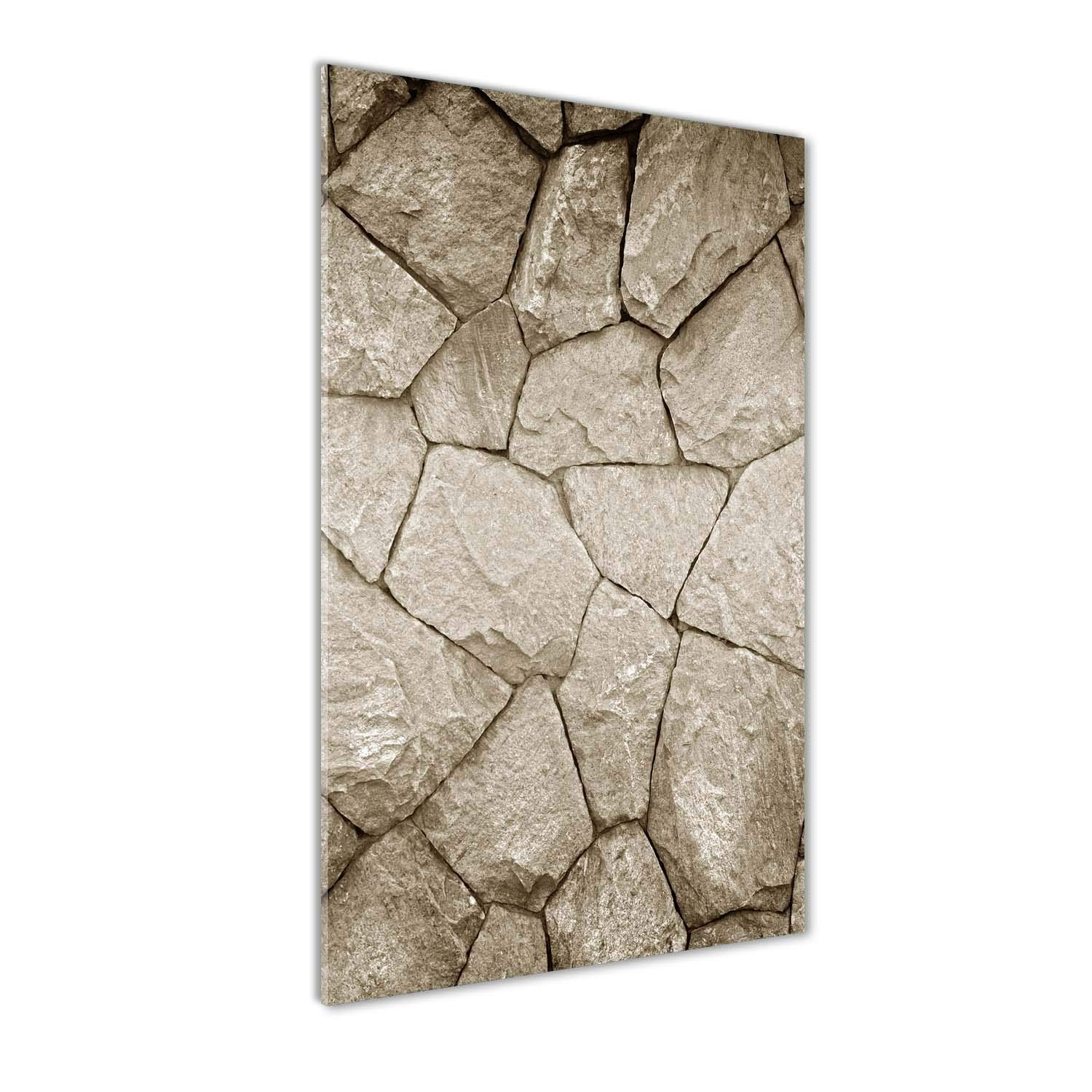 Mural art acrylique Tulup 60x120 cm beige, la solution sans travaux pour un mur de pierre