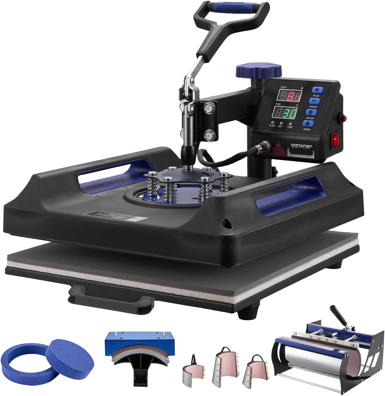 Prensa Térmica Happybuy 15x15 Pulgadas, 8 en 1, con Prensa para Tazas de 30oz