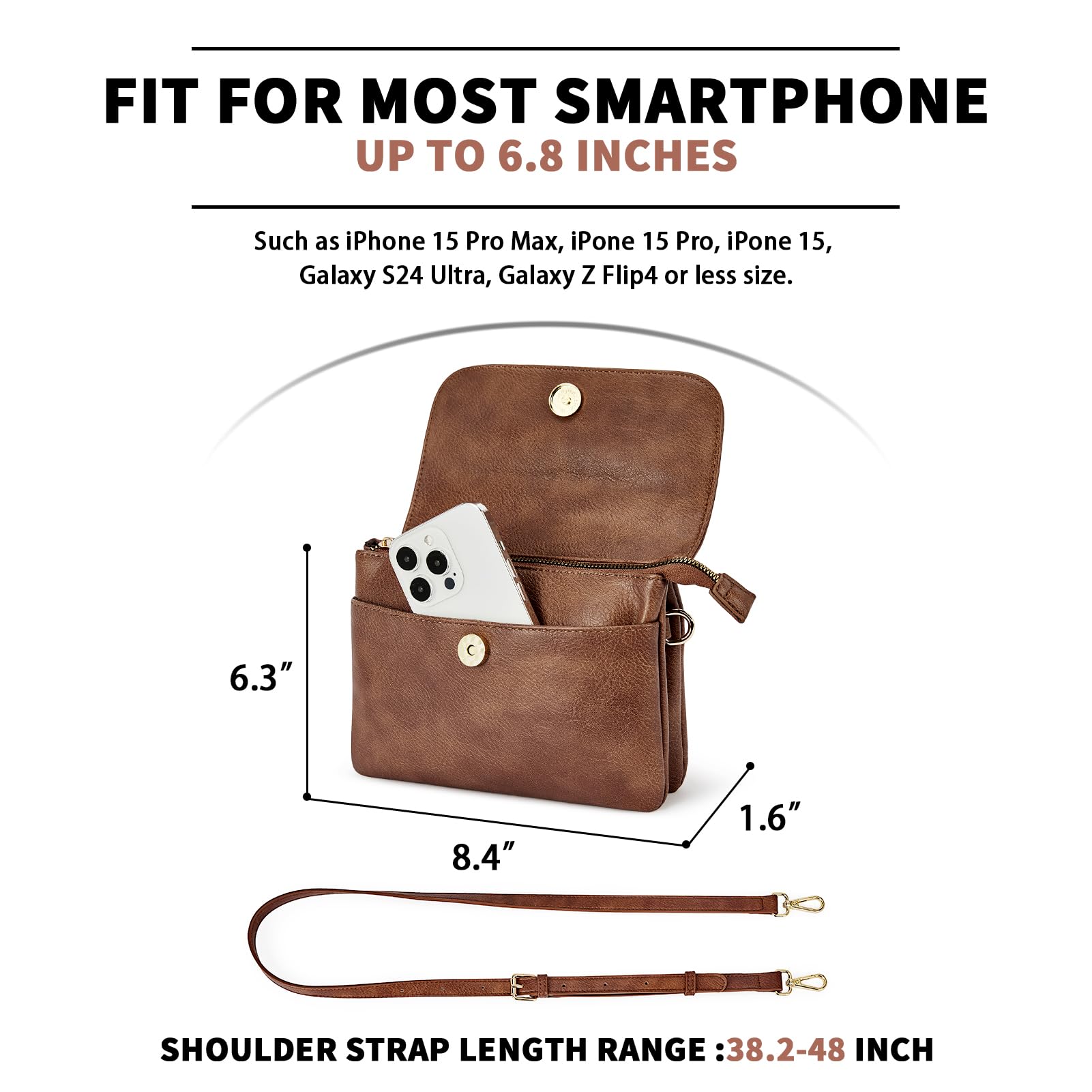 CHOLISS Pequeños bolsos cruzados para mujer, bolso de cuero para teléfono celular, mini bolso de viaje con correa ajustable