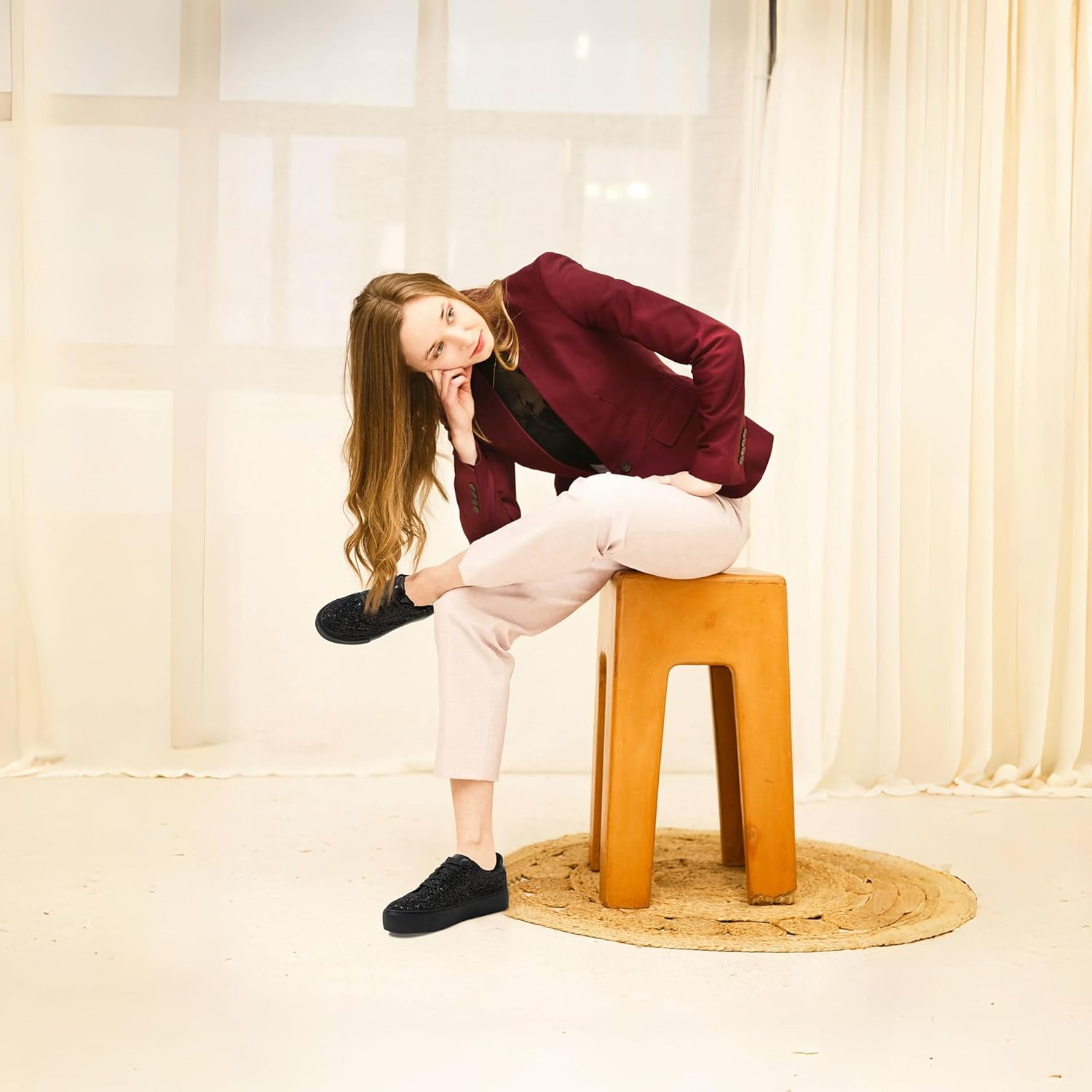 Jeekopeg Glitter Platform Sneakers Women Casual Sequin Sparkly Shoes Bling Thick Sole Walking Shoes Shiny Sequin Wedding Sneakers for Lady - Image 2