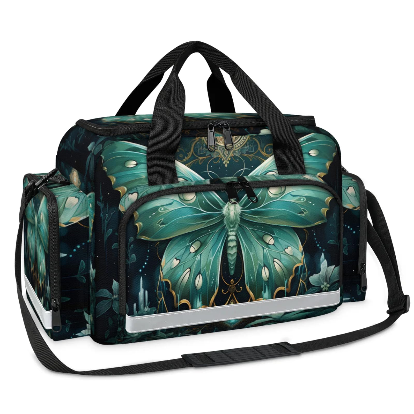 GzLeyigou First Aid Bags Empty, Mysterious Butterfly Emergency Bag First Aid Kit Multiple Compartment Kit Carrier On Call Trauma Bag For Paramedics Emergency Medical Supplies Kit