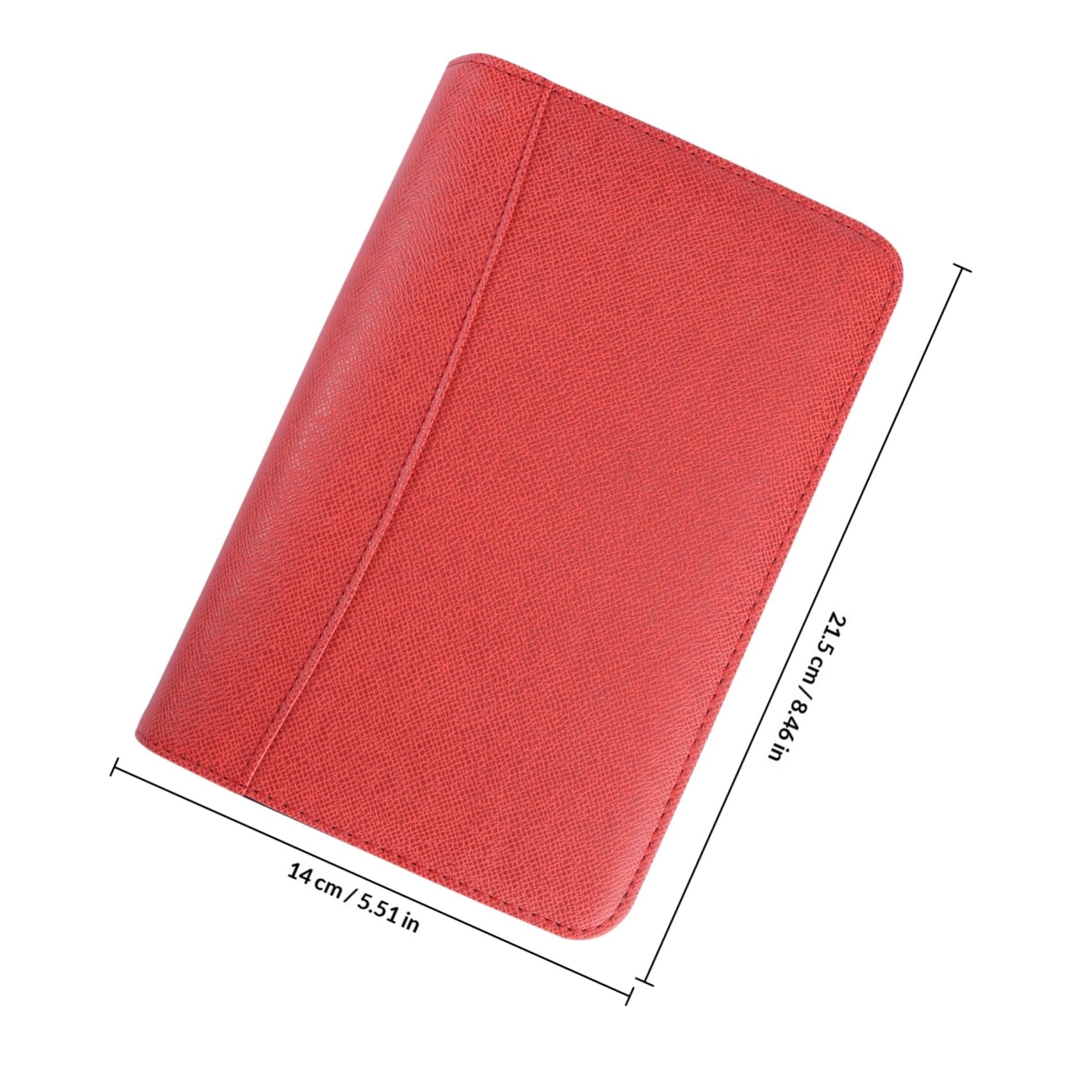 Raccoglitore A6 con Calcolatrice, Copertina in Pelle Sintetica Rossa, Design con 6 Anelli, Tasche Porta Carte e Chiusura con Cerniera per Uso Professionale e Riunioni