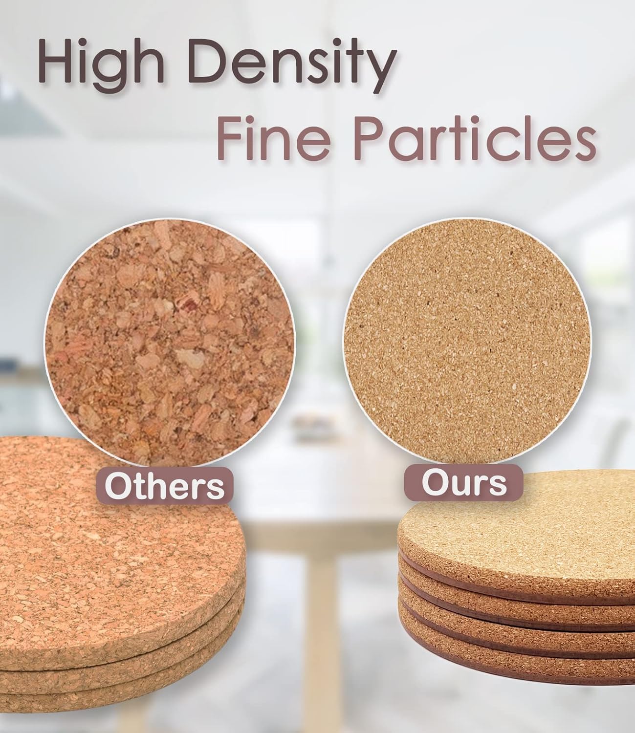 6 Pack High Density Thick Cork Trivets for Hot Dishes & 4 Pcs Double Layers Hard High Density Thick Cork Trivets for Hot Dishes