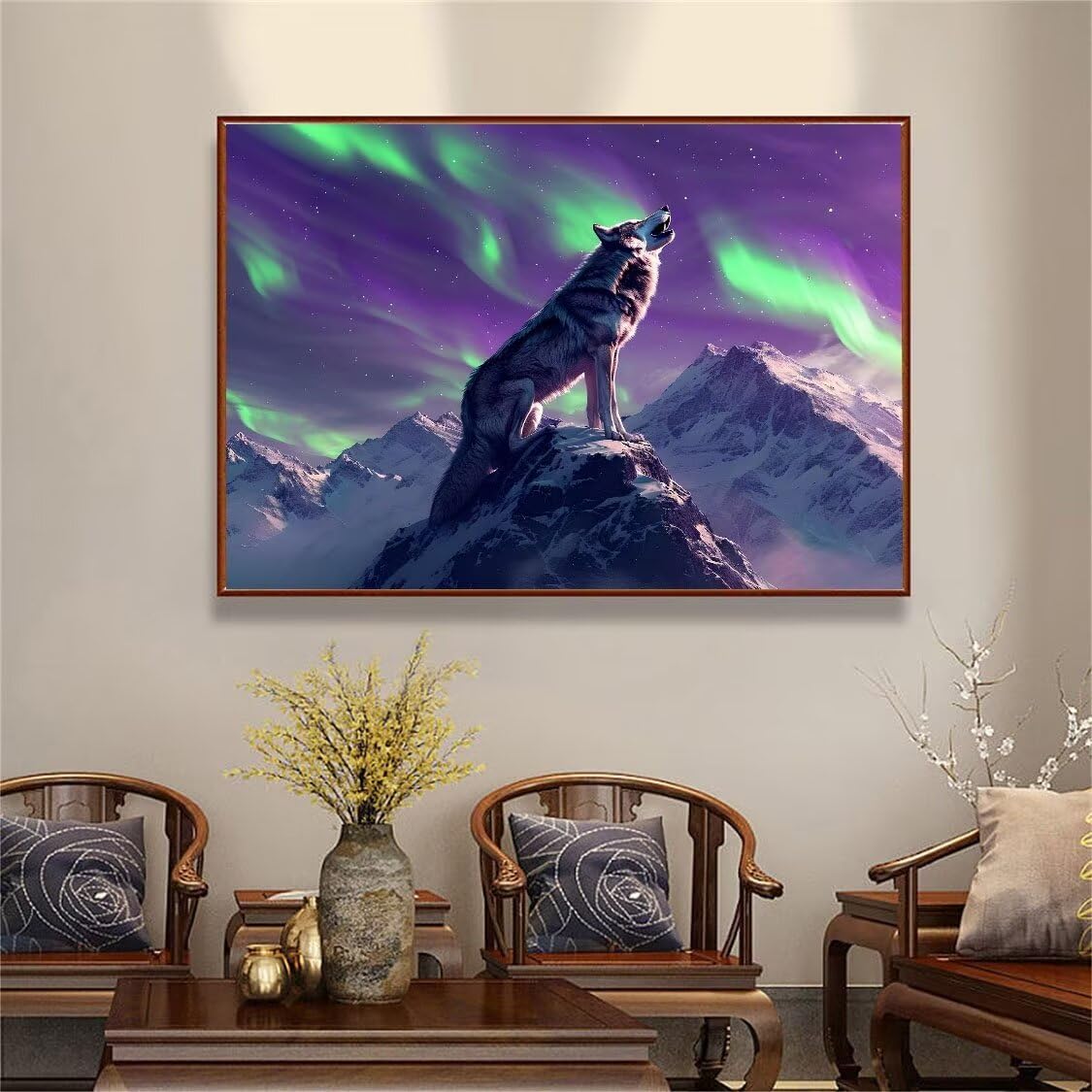 DIY Malarstwo diamentowe 5D, sztuka diamentowa, wilk, zorza polarna, zestawy dla dorosłych, sztuka ze strasu, haft, artykuły rzemieślnicze, dla dzieci i dorosłych, idealna dekoracja ścienna do domu,
