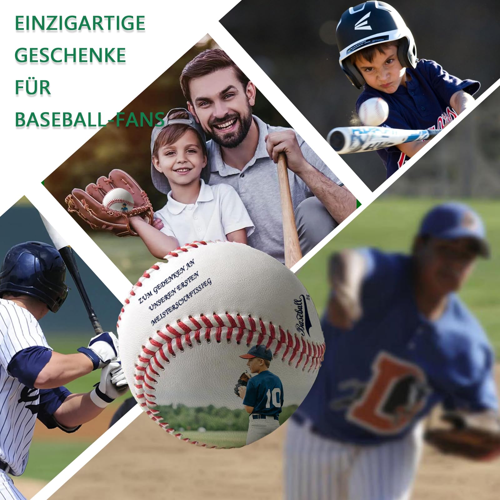 WBW Personalisierter Baseball mit Foto & Text – Einzigartiges Erinnerungsstück Geschenk für Freund, Sohn oder Trainer Vatertag, Valentinstag oder zur Abschlussfeier
