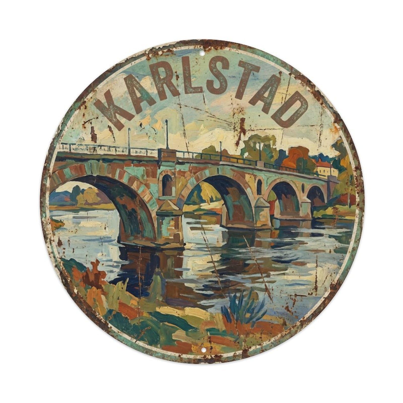Metal Tin Sign Retro Travel Sweden Karlstad