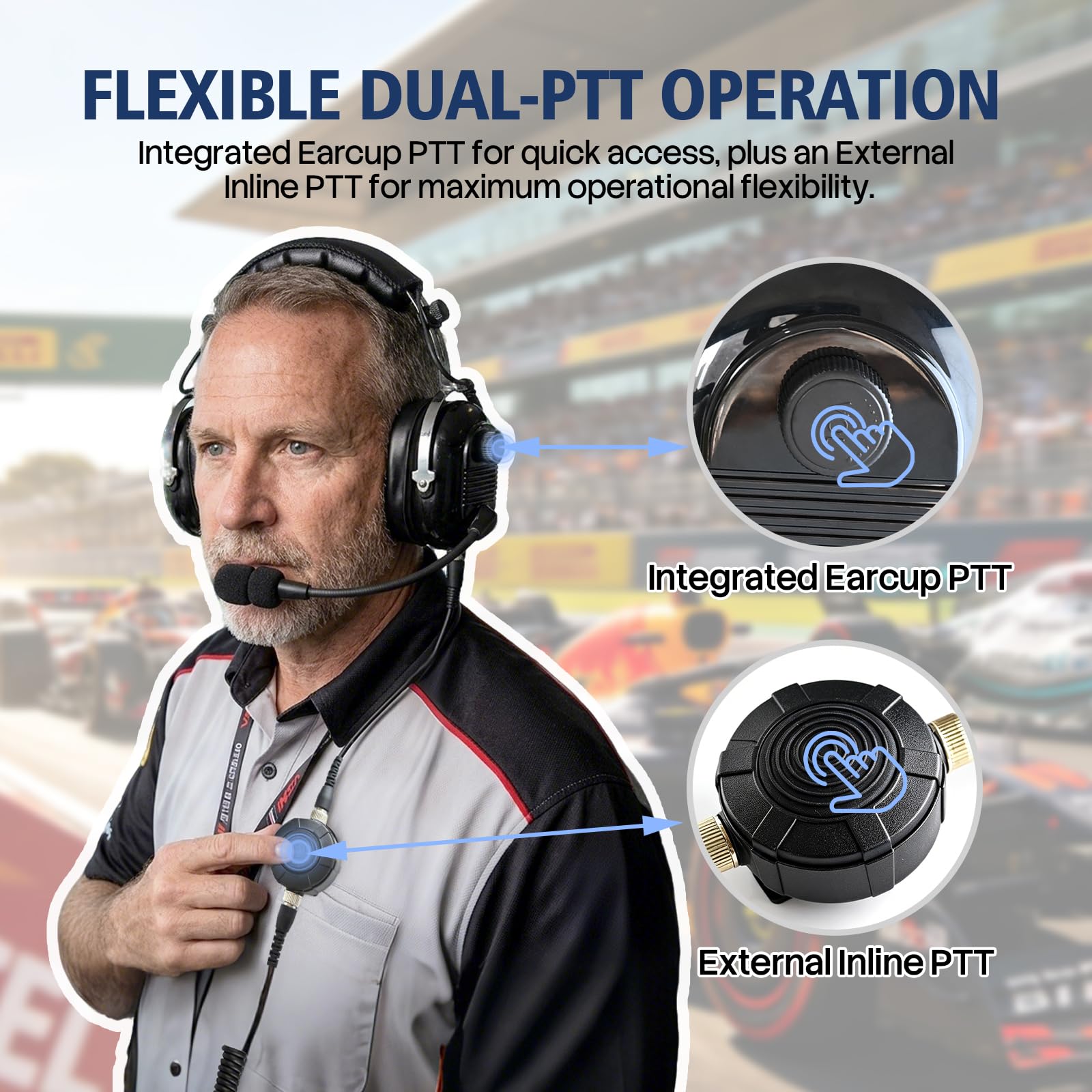 Casque de course tout-terrain antibruit 2 voies avec adaptateur 5