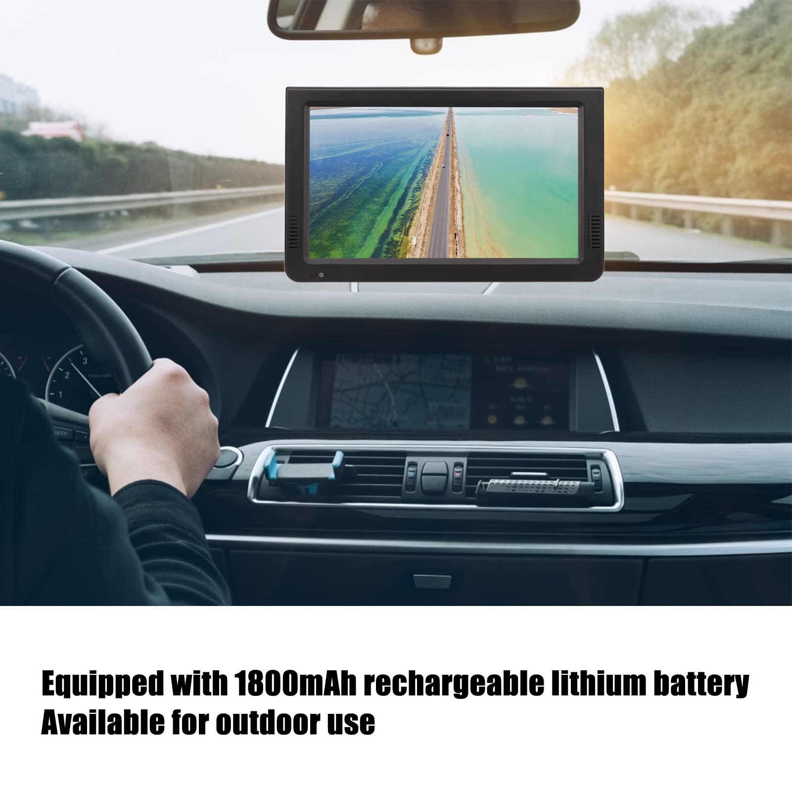 Téléviseur Portable 10 Pouces 1080p LED à Batterie Rechargeable avec Haut-parleurs USB AV