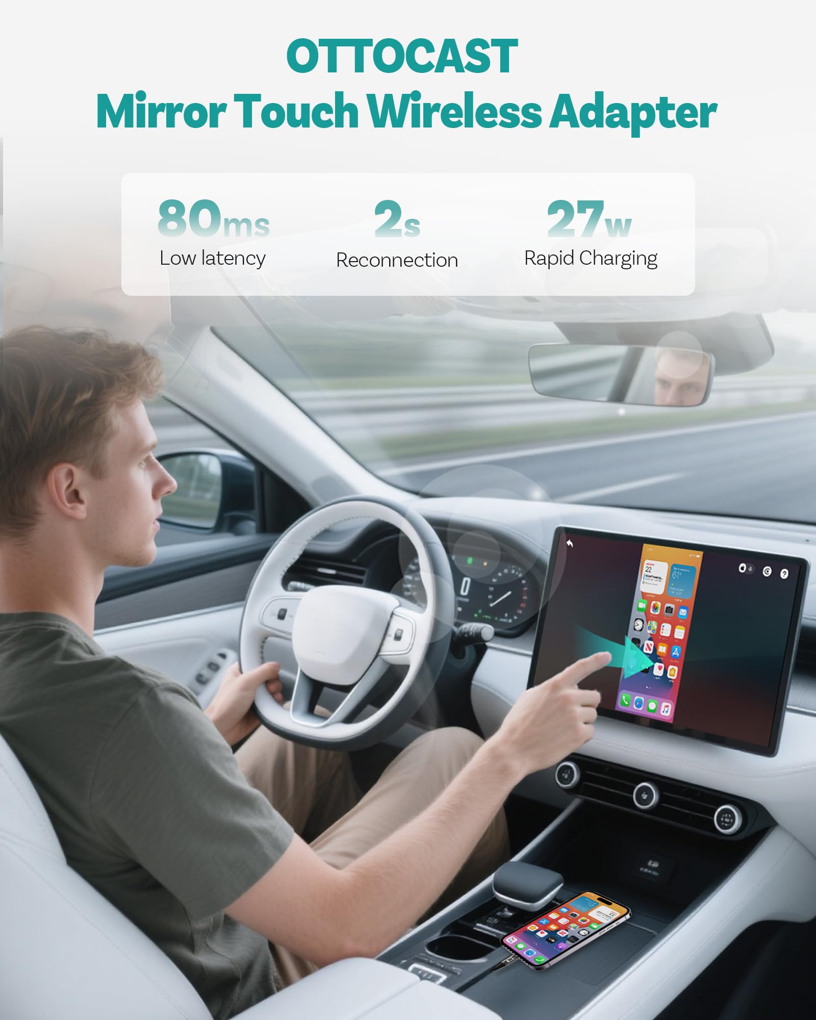 Ottocast Mirror Touch 2025 model, 3'ü 1 arada ekran yansıtma