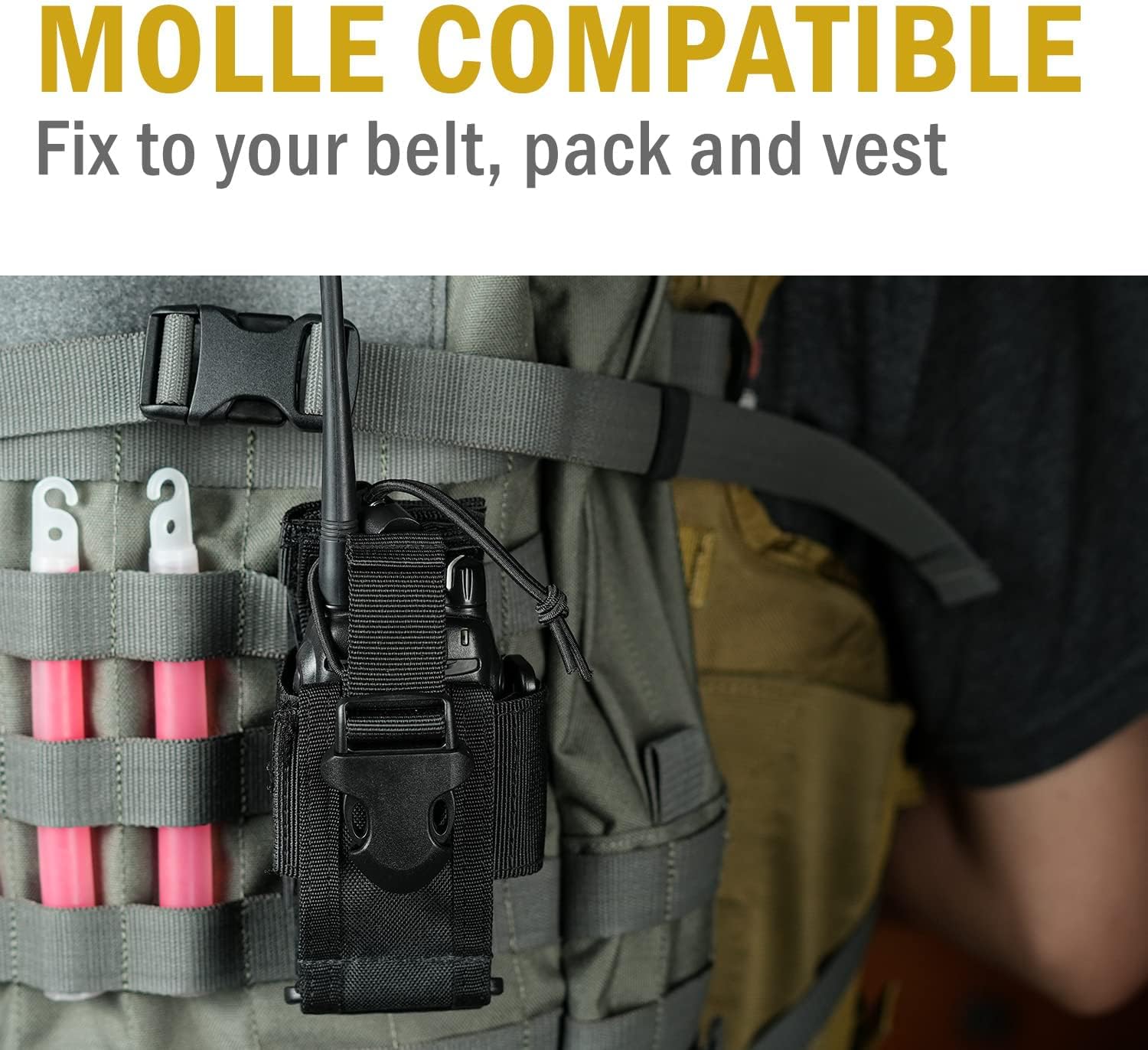 VIPERADE MOLLE Radio Pouch - Universal Walkie Talkie Holster for Duty Belt & Vest, Tactical Radio Holder for Baofeng, Motorola - Image 3