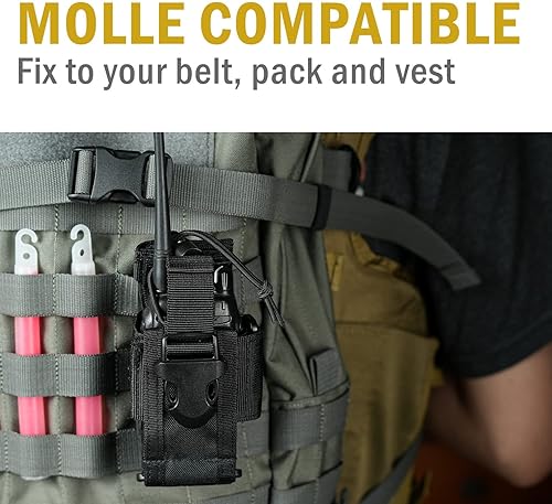 Miniatura 18 de VIPERADE MOLLE - Funda de radio universal para walkie talkie para cinturón y chaleco, soporte de radio táctico para Baofeng, Motorola Beige Bronceado