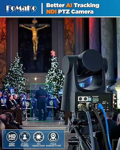 Miniatura 3 de FoMaKo Cámara NDI 20X zoom óptico NDI PTZ cámara HDMI 3G-SDI IP transmisión en vivo PTZ cámara para eventos educativos de adoración a la iglesia,