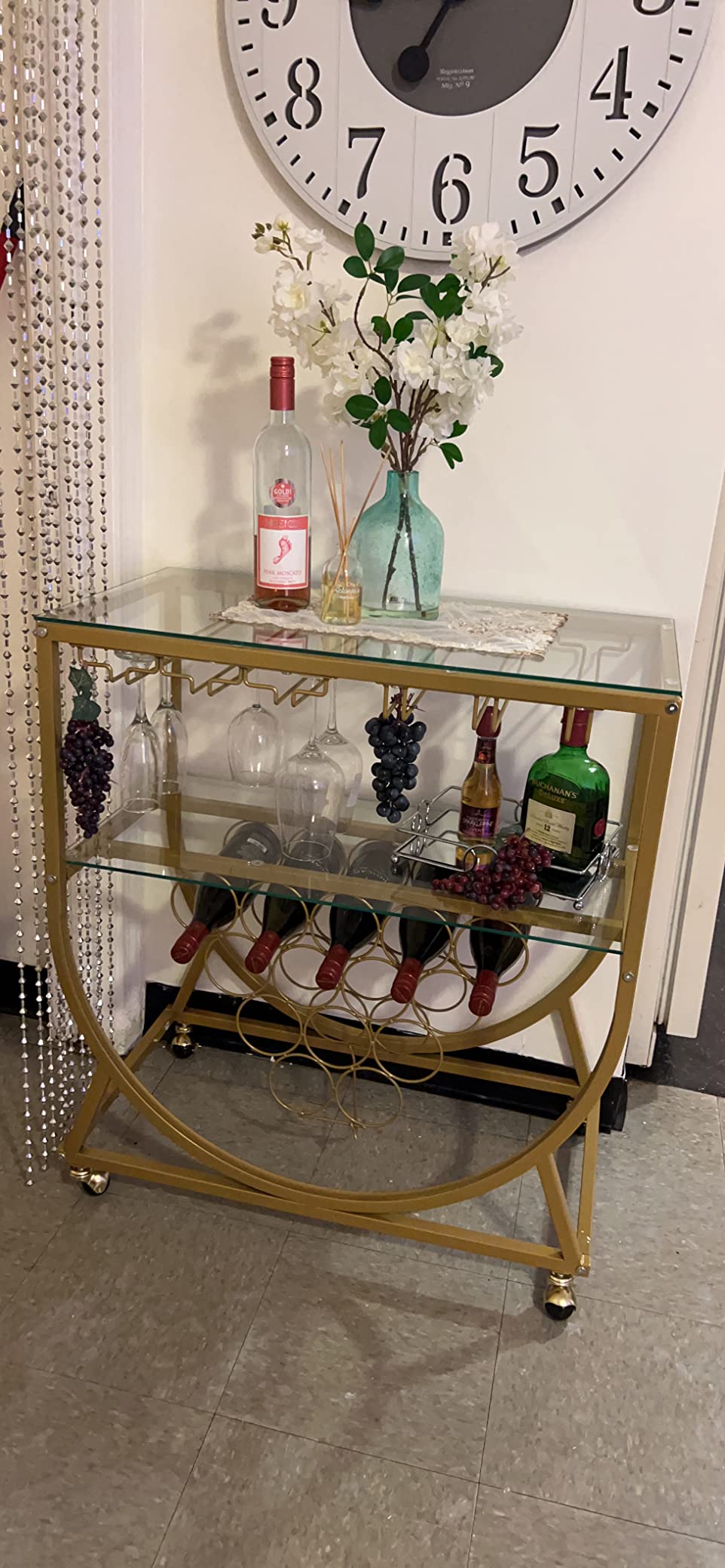 24/mo Finance O&K Furniture Industrial Bar Cart on Wheels for Home