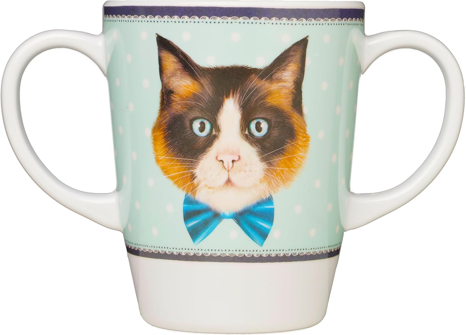 Two Handled Melamine Mug – Lightweight 126g, 400ml/14oz Capacity – Adult Drinking Mug, Drinking Cup, Sippy Cup for Adults (Cat)