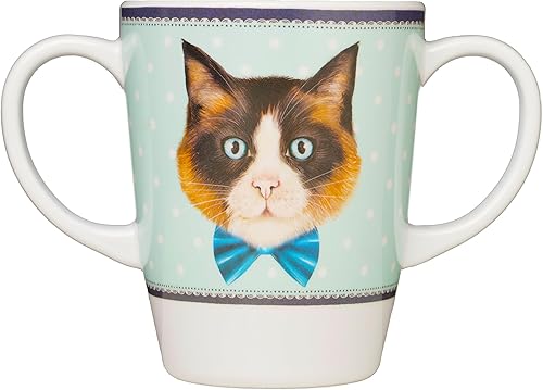 Taza de melamina con dos asas, ligera, 4.44 oz, capacidad de 13.5 fl oz/14 onzas, taza para beber, taza para beber para adultos (gato)