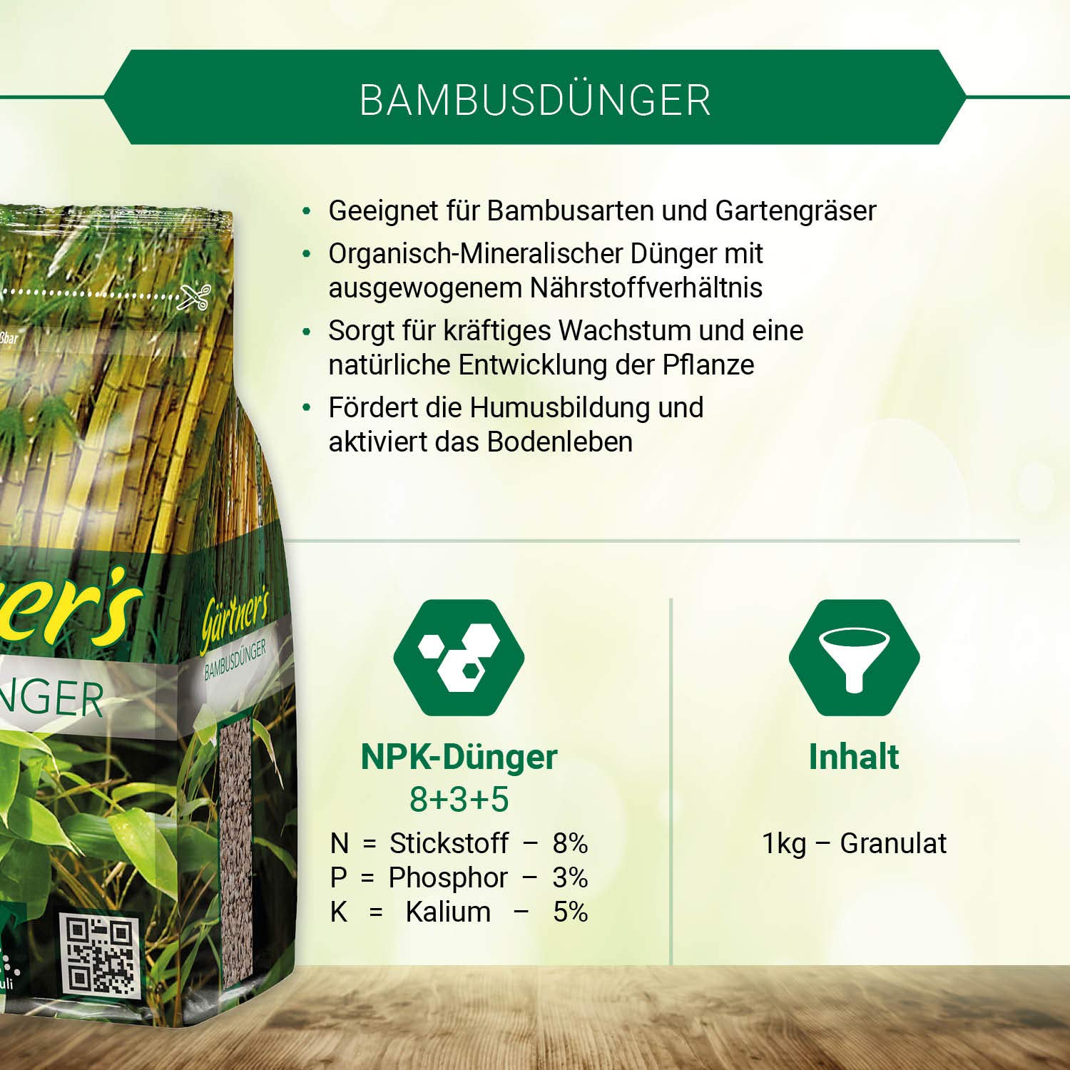 Grtner's Bambusdnger 1 kg I NPK Dnger fr Bambus Pflanzen I Fr  Bambushecke, Gartenbambus und Gartengrser I NPK Pflanzendnger 8+3+5 I Fr  alle Bambusarten geeignet I Bis zu 10 m : Amazon.de: Garten