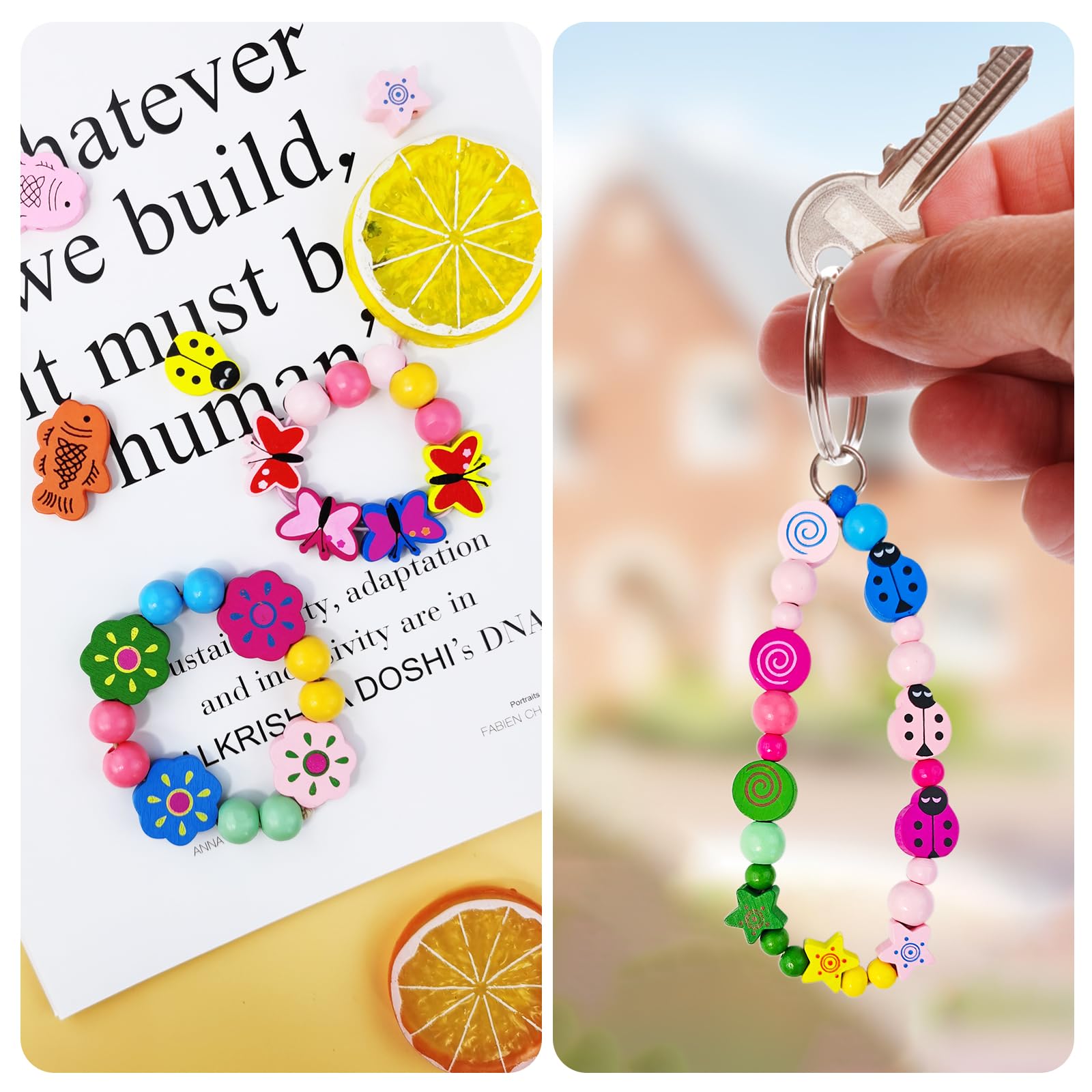 BLmukce Kit per la creazione di gioielli per bambini, braccialetto con charm e perline fai da te per ragazze, con perline, ciondoli e accessori per