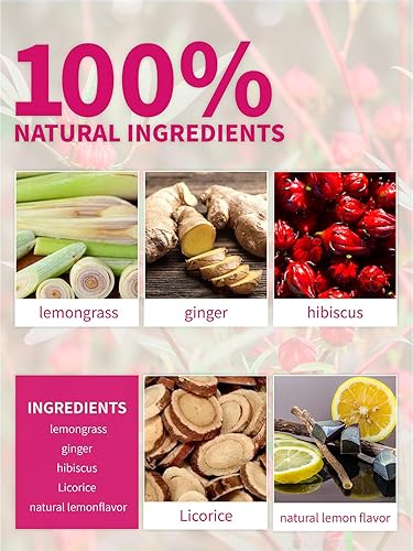 Miniatura 3 de TeeLux Té de hibisco de limón y jengibre, hierba de limón refrescante con jengibre picante, hibisco agrio, regaliz dulce, sin cafeína, 50 unidades