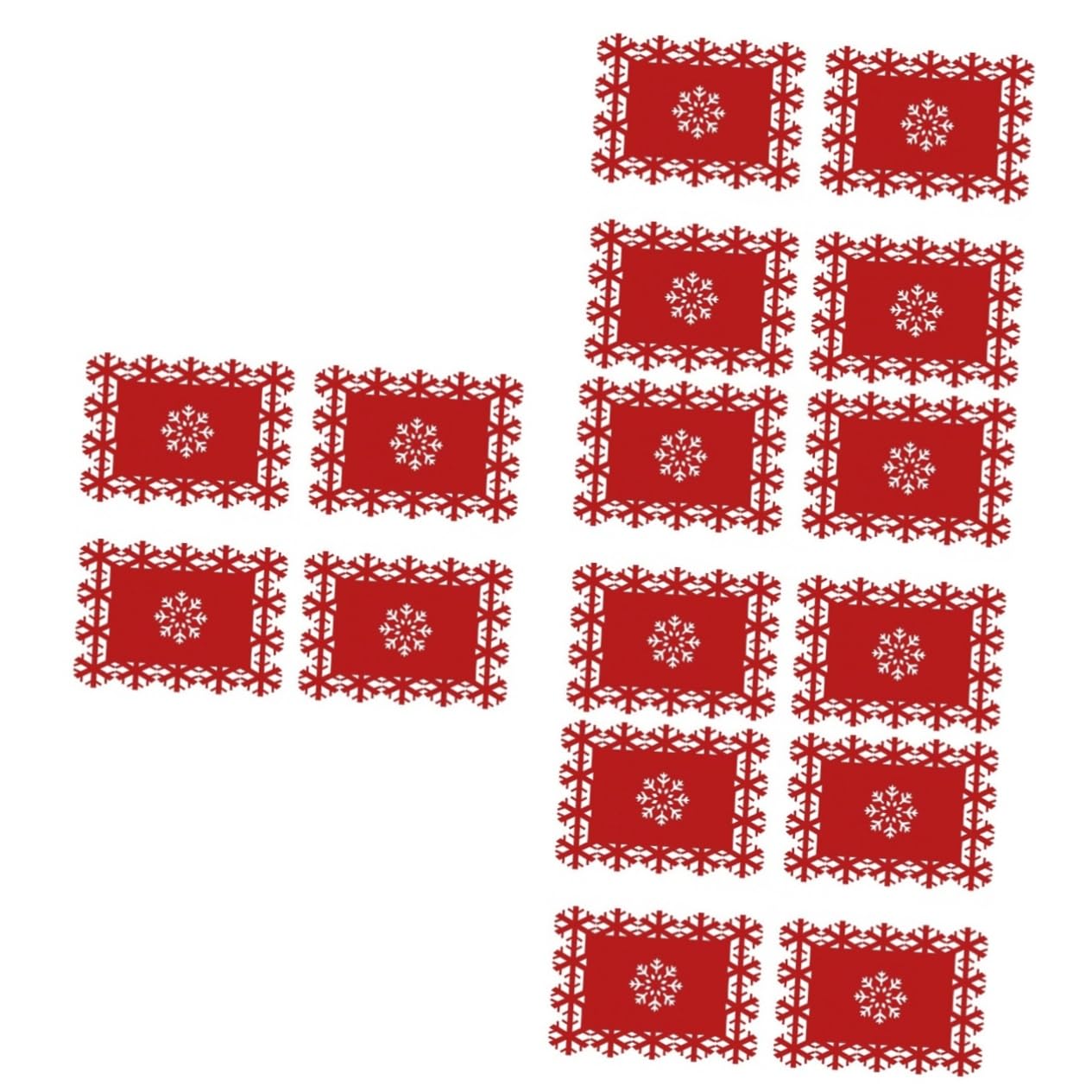 PRETYZOOM 16 Piezas Mantel Individual de de Nieve manteles de Navidad alfombras de Invierno para el hogar Christmas Tablecloth Christmas Table Runner Posavasos navideños tapete de Mesa