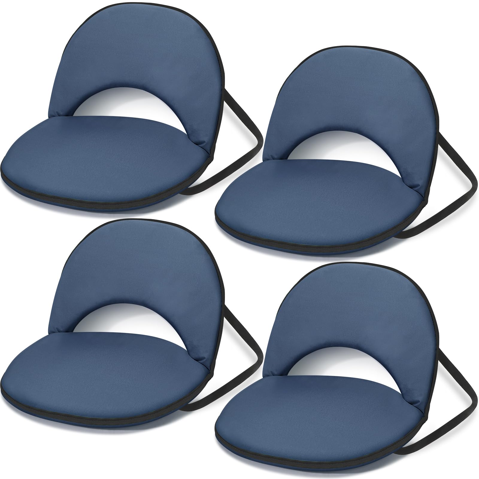 maitys 4 pcs stadium seats for bleachers with back support and cushion folding bleacher seat with backrest wide padded floor chairs 5 reclining positions (navy blue,29.5 x 21.7 x 2 inch)