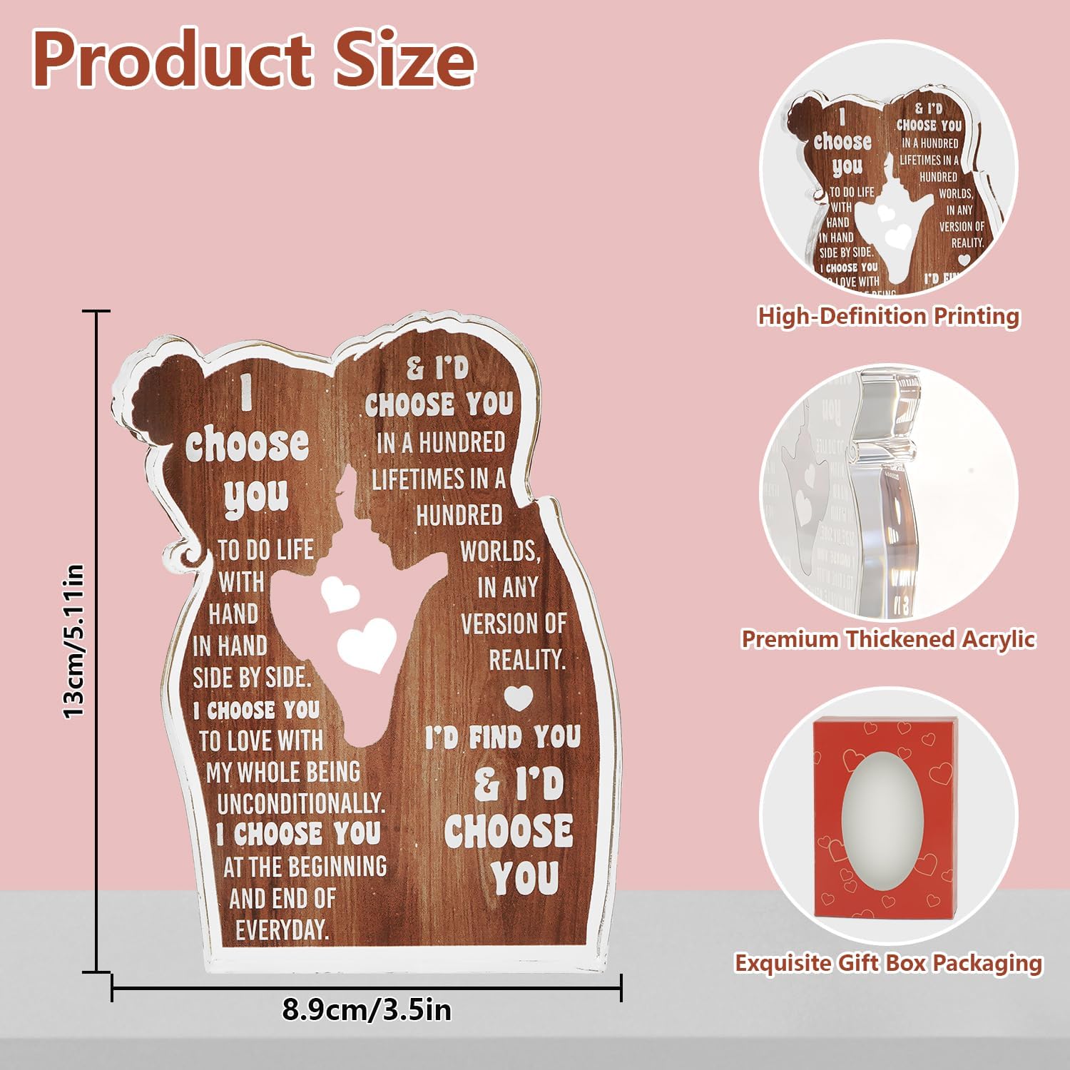 MAMAGIFTREE Valentines Day Gifts for Him Her Boyfriend Girlfriend Valentines Gifts for Wife Husband I Love You Birthday Gift to My Love Anniversary Wedding Gift for Couple Acrylic Sign Desk Decor - Image 4