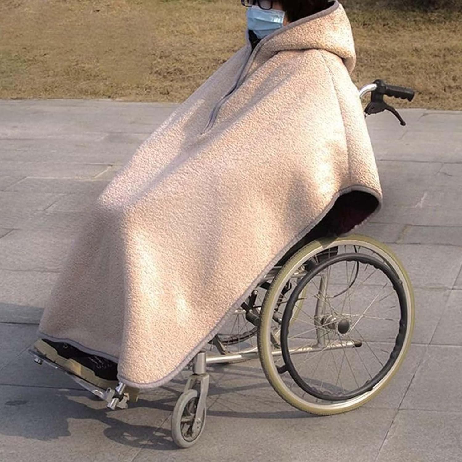 Manta para Silla De Ruedas Capa For Silla De Ruedas For Personas Mayores,Chal Plegable For Silla De Ruedas con Capucha, Poncho De Invierno, Manta De Media Cubierta Resistente Al Viento A