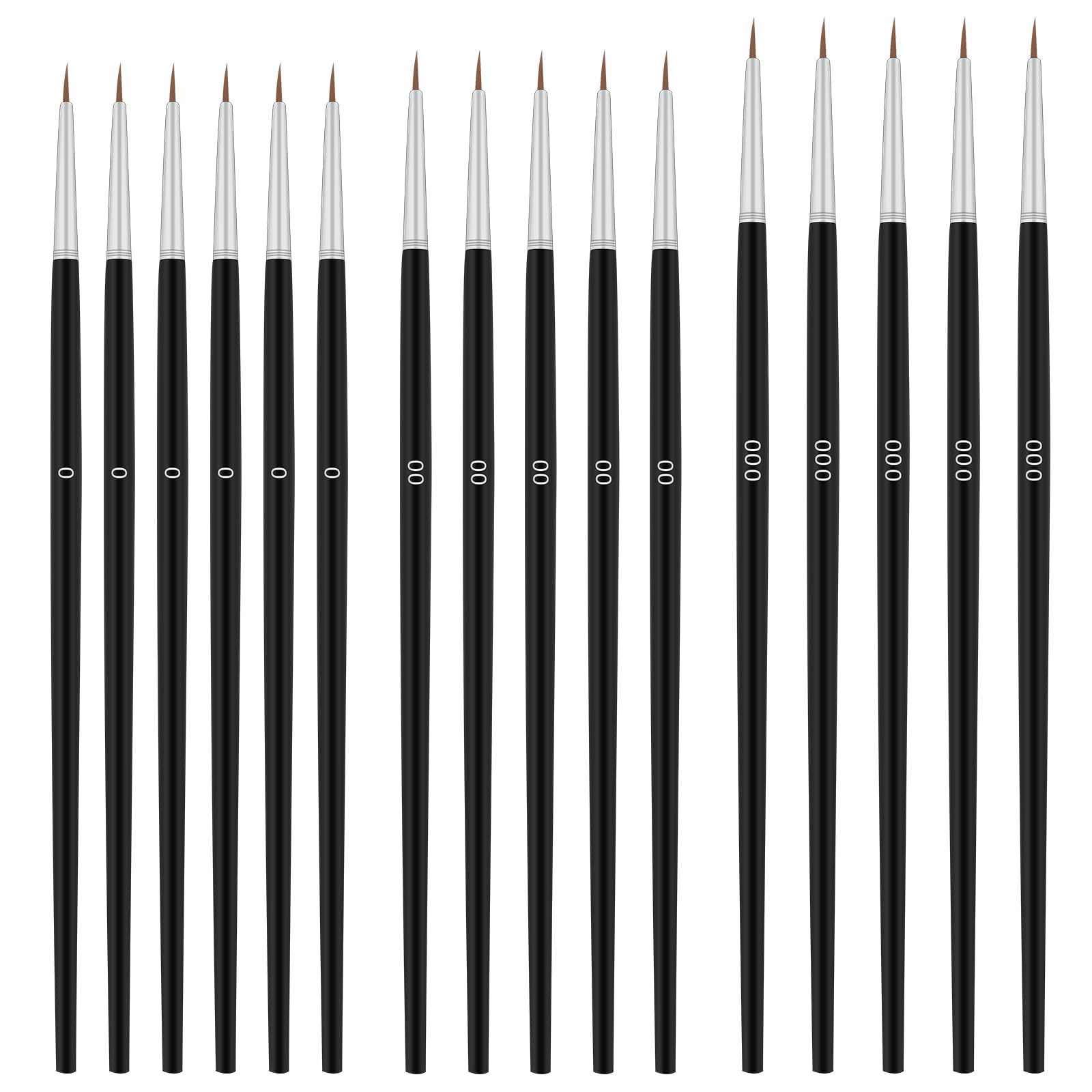 Prasacco Set di 30 pennelli sottili, 3 misure, pennelli per modellismo, con punta fine, set di piccoli pennelli per artisti, in miniatura, per bricolage, acquerello, pittura del viso